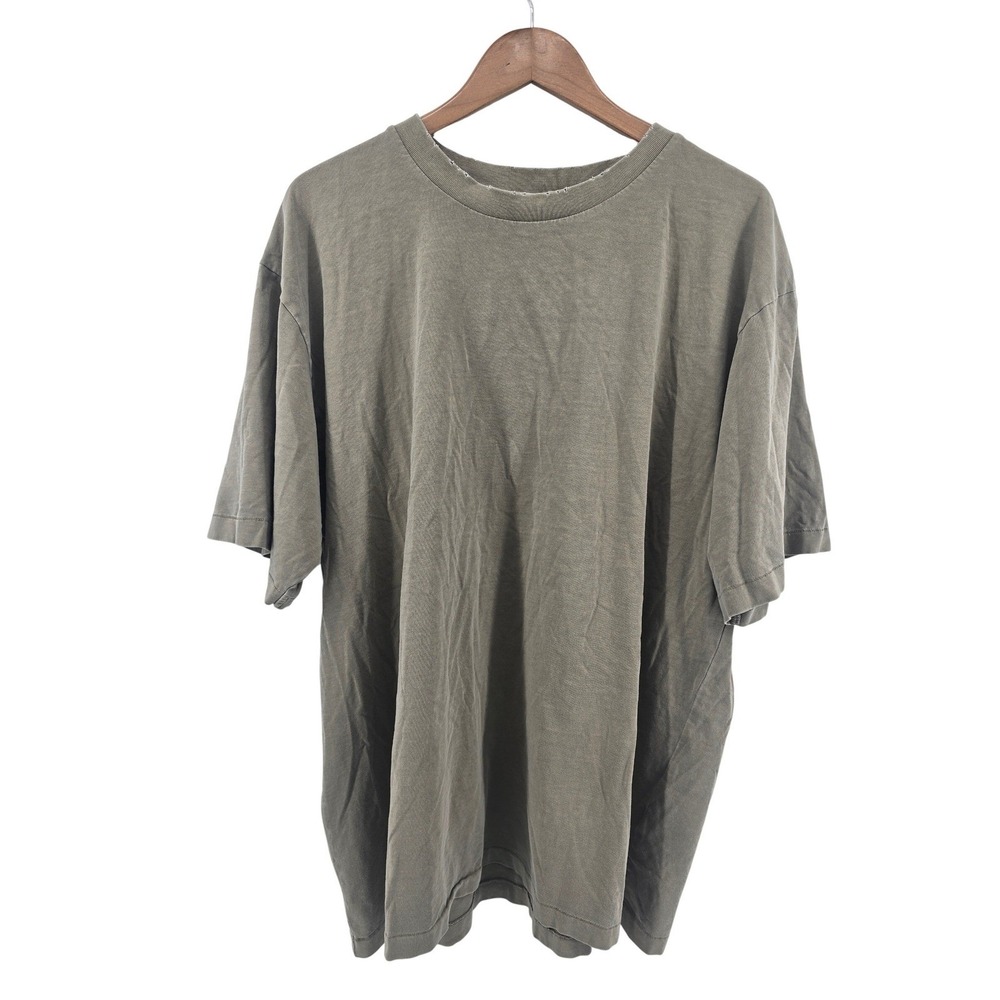 Elwood T-Shirt Mens XXL Olive Green Core Tee Distressed Organic Cotton Boxy Fit